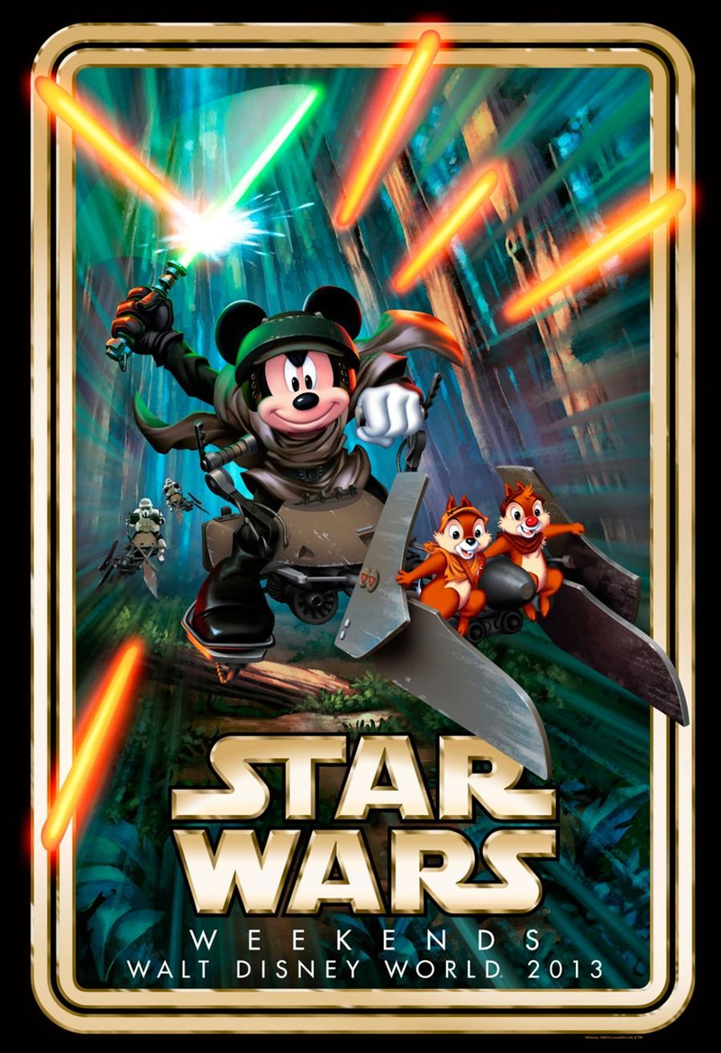 Illustration for article titled Mickey wields his lightsaber in the first official Disney-Star Wars promo art